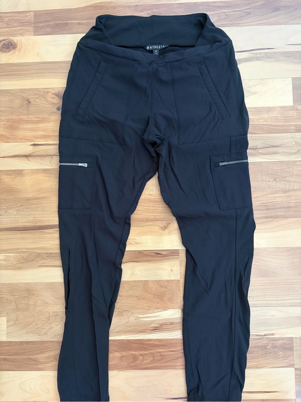 Athleta Black Cargo Jogger Pants with Zip Thigh Pockets